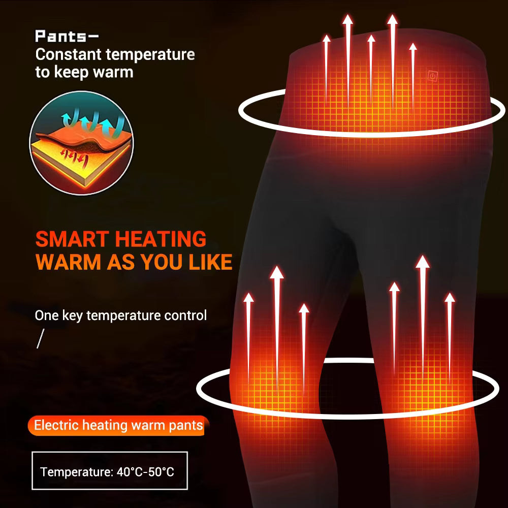 Women's Velvet Heated Underwear, 42 Heating Zones Electric Heat Base Tops and Bottom, Winter Long Sleeve Crew Neck Warm Base Shirt and Pant