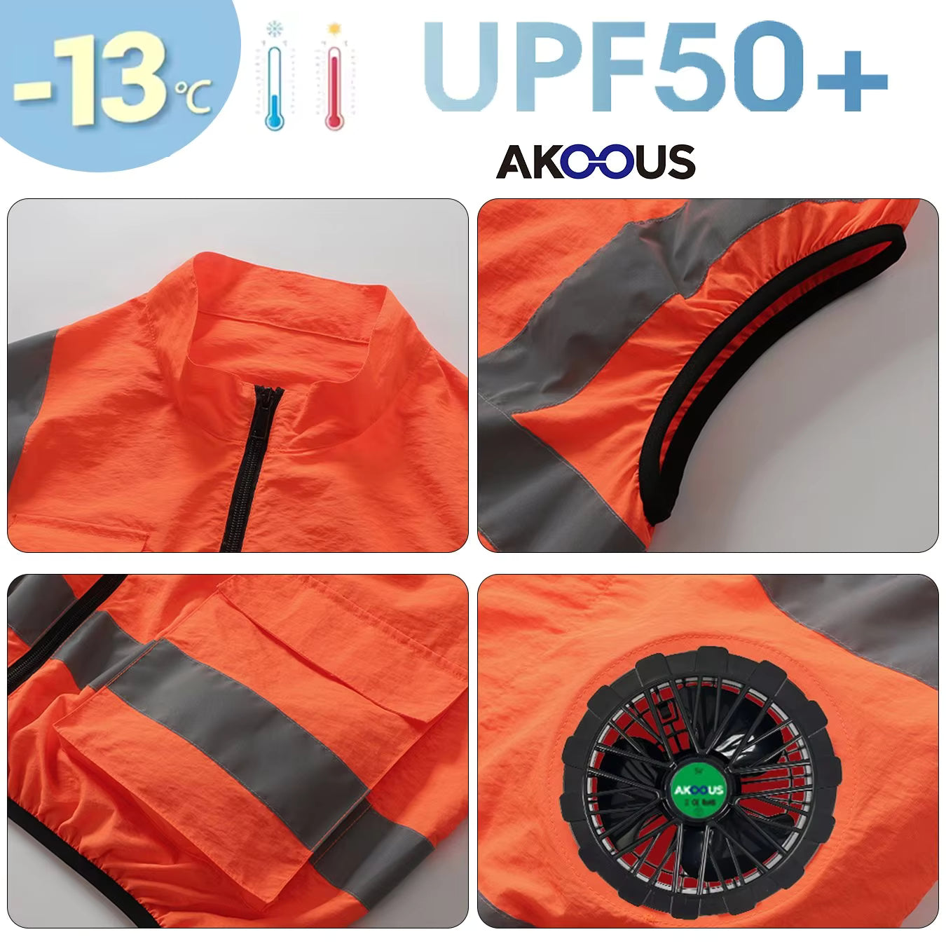 High Visibility Air Cooling Jackets for Men Women, Cooling Clothes with 3 Fans for Working Cycling Outdoor Reflective Stripe Polyester Work Uniform Adjustable Fan Work Coat