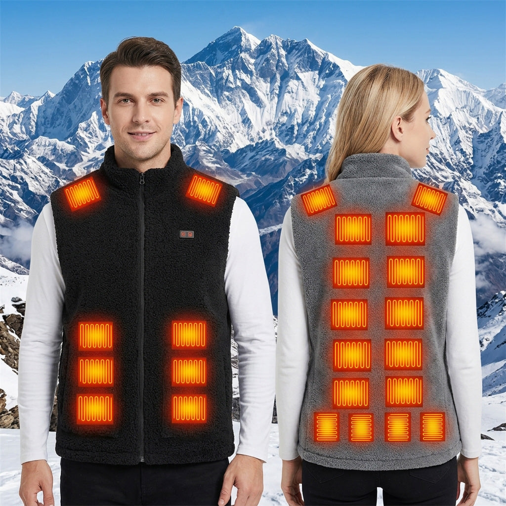 Rechargeable USB Heating Vest for Women Men, 3 Temperature Levels 24 Heating Zones Lightweight Fleece Heated Thermal Warm Body Warmer for Winter Outdoor Activities Camping Skiing