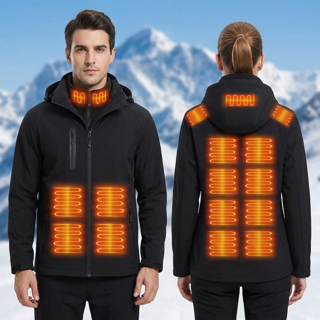 3-in-1 Heated Windbreaker for Men Women 15 Heating Zones 3 Levels of Temperature Adjustment USB Electric Windproof Thermal Jackets for Outdoor Skiing Hiking Camping