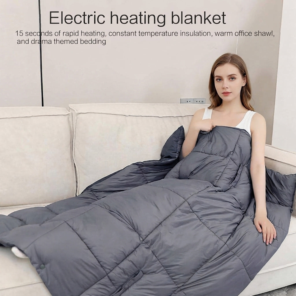 Smart USB Heated Blanket 3 Temperature Levels Wrap Warm Shawl for Waist and Legs Multi-functional Coat Cozy Comfort for Cold Weather