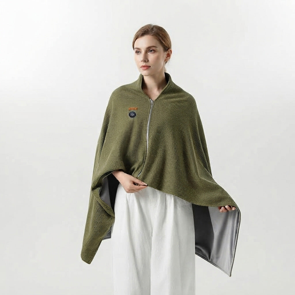 USB Heated Blanket Electric Throw, Super Cozy Soft Wearable Shawl With Zipper Wearable Portable Throw Wrap Washable, Auto Shut Off