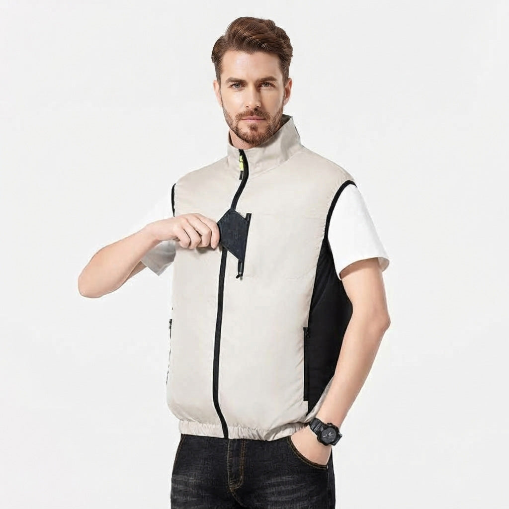 Air Conditioning Fans Vest for Men Women with 2*5V Fans Air Conditioned Clothes Sleeveless Workwear Heat Reducing & Breathable for Hot Weather